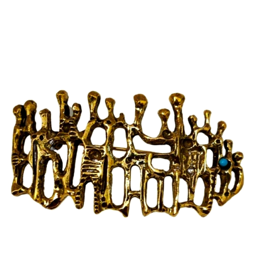 Modernist brutalist brooch by Aharon Bezalel
